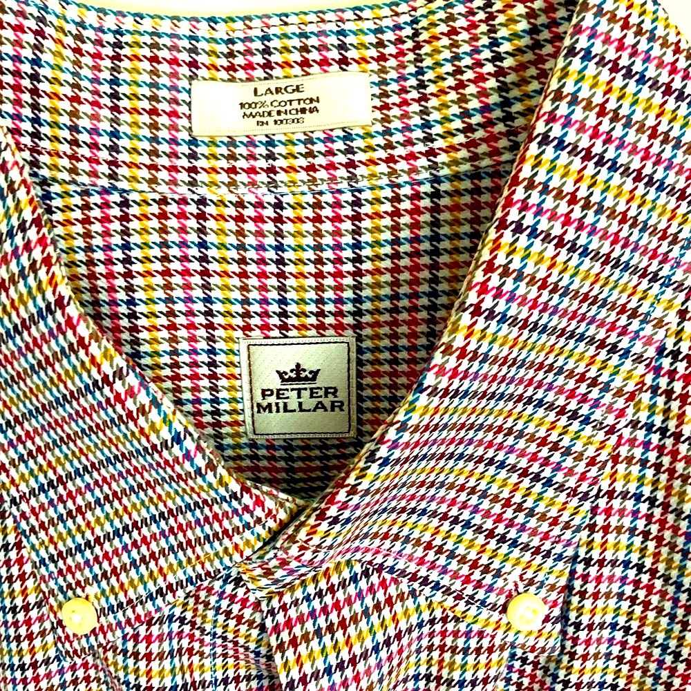 Peter Millar Men's Multicolor Checkered button up  Shirt